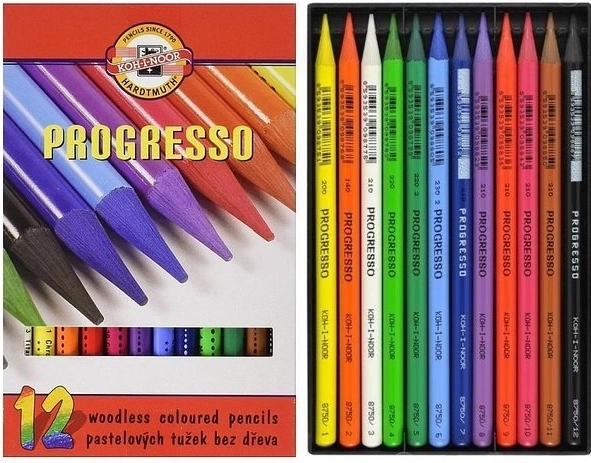 Woodless Watercolor Pencils Progresso Aquarell 12 pcs KOH-I-NOOR