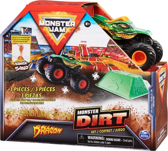 Monster Jam Dragon – метален monster truck 1:64 със скокова рампа и пясък