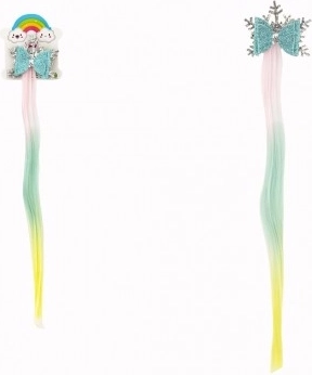 Фиба за коса снежинка с дъгов кичур и панделка