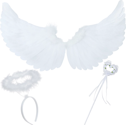 Ruhhy angel wings with halo and wand - 3-piece set