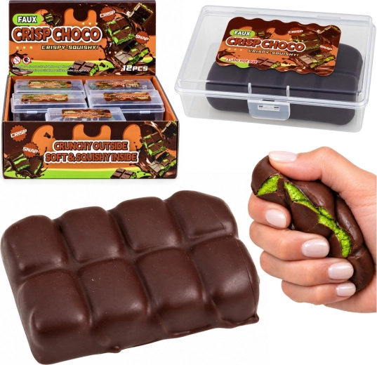 Sensory anti-stress chocolate bar-shaped squishy in a box - 1 piece