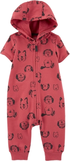 CARTER'S zip-up footless romper, short sleeve red dog boy – 6m