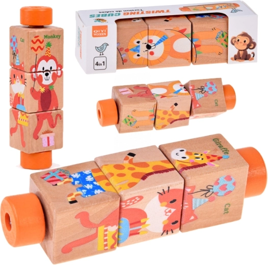 Wooden spinning animal puzzle