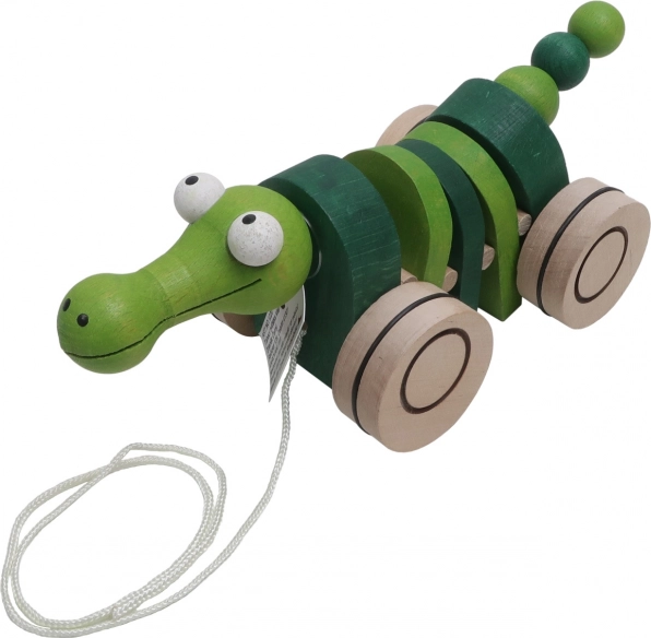 Дървена дърпана играчка Крокодил