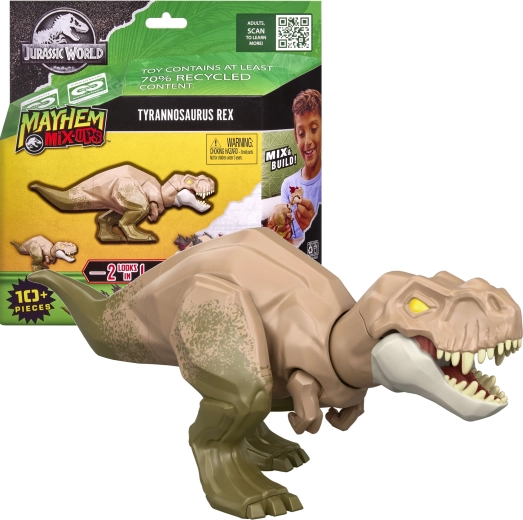 Mattel Jurassic World Mayhem mix-ups 2 в 1 фигурка на динозавър Tyrannosaurus rex