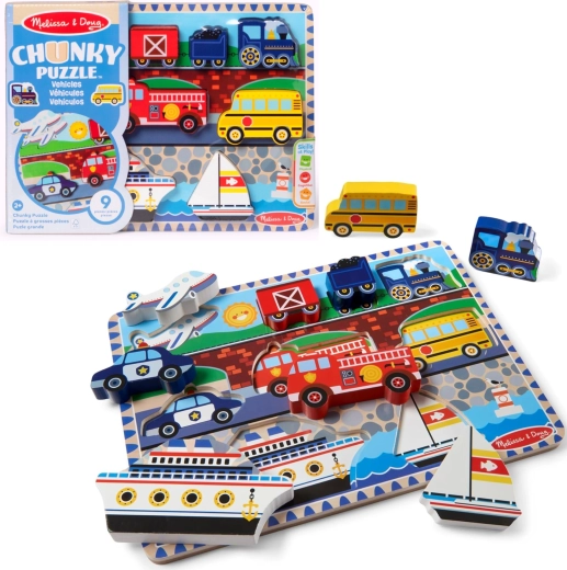 Дървен вгнездяващ пъзел с превозни средства Melissa & Doug
