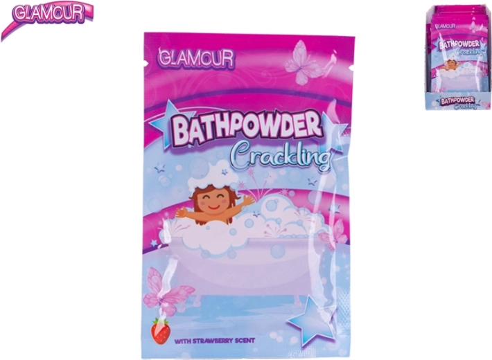 Popping bath salt with strawberry scent