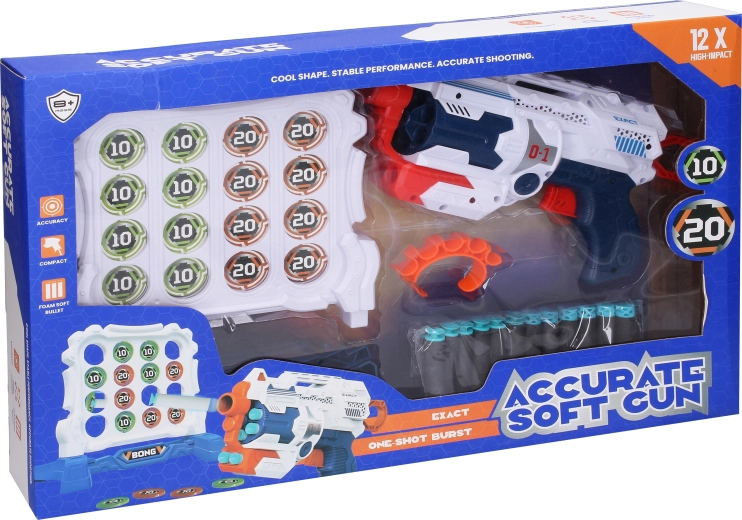 Toy Gun with Foam Darts and Target, 25 cm
