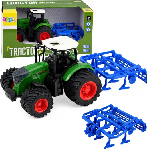 Farm tractor with cultivator 1:24 green
