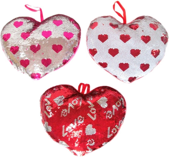 Plush heart with sequins 30 cm - 1 piece