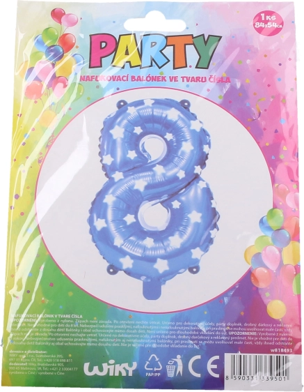 Син надуваем балон цифра 8 със звездички