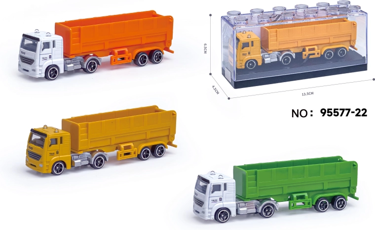 Метален модел на камион за смет с ремарке 1:64