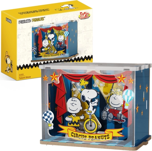 Puremind дървен 3D пъзел Snoopy PEANUTS – циркова сцена Talent Show