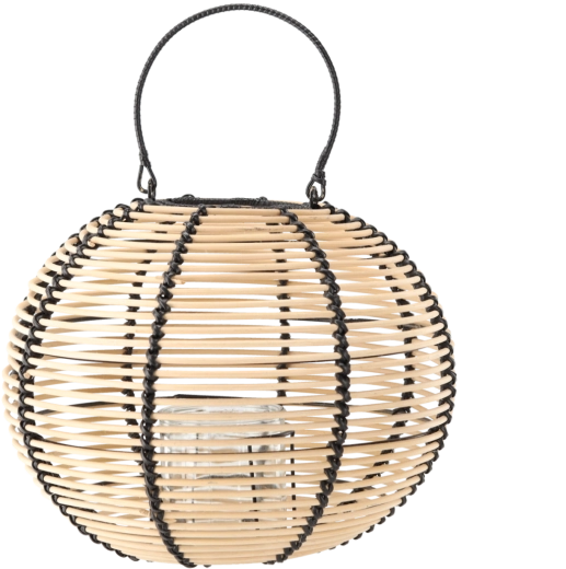 Wooden lantern 35 × 27 cm in natural black color