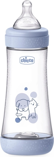 Антиколикова бебешка бутилка Chicco Perfect5 300 мл, бърз поток, за момчета 4м+