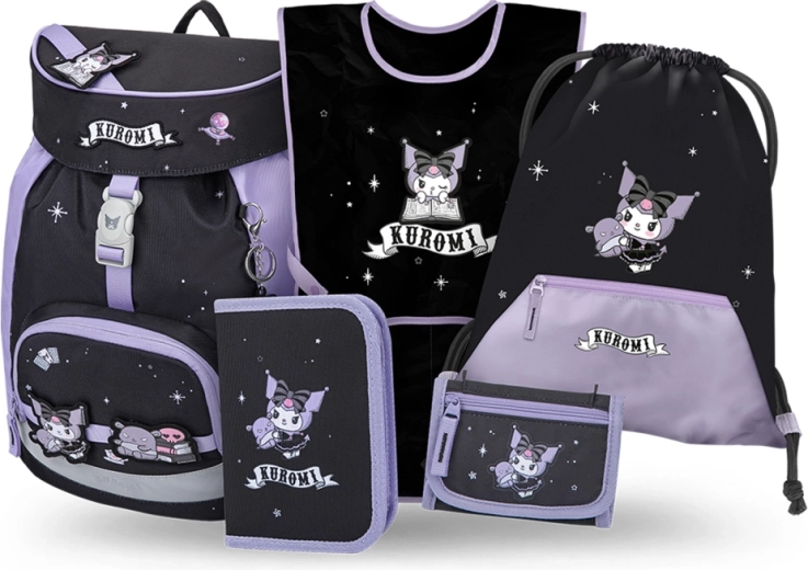 Училищен комплект Baagl Airy Kuromi Fortune dream – раница, несесер, торбичка, престилка и портмоне (GRS)