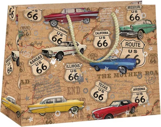 Argus gift bag Route 66 cars natural eco friendly - 1 piece
