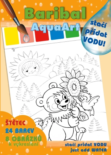 Akim AquaArt colouring book just add water Teddy Bear Baribal with a set of watercolour paints and a brush