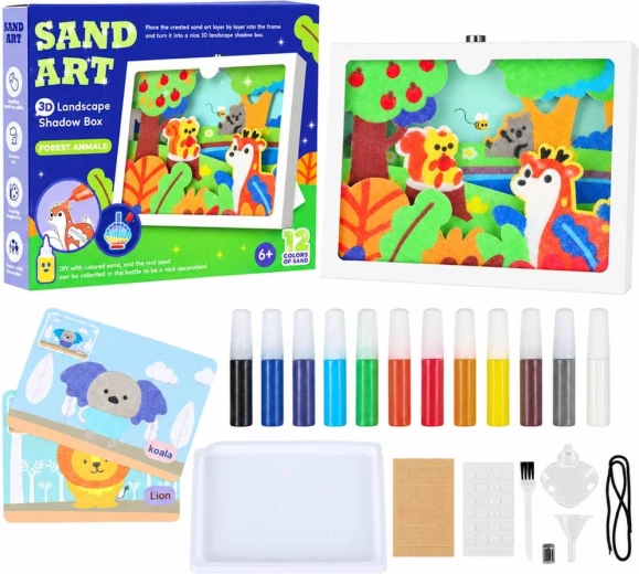 3D Forest Animals Sand Painting Kit with LED Backlighting