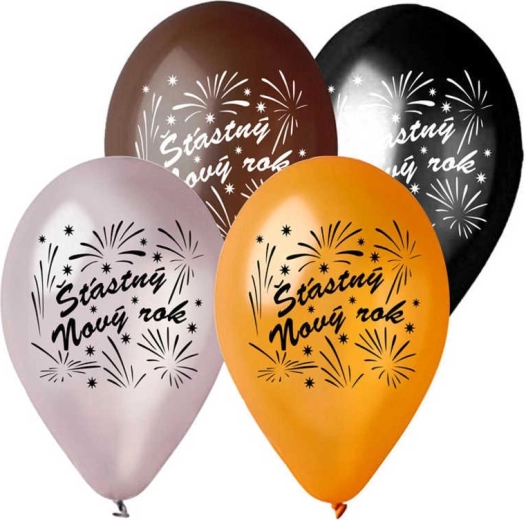 Gemar metallic latex balloon “Happy New Year” 28 cm - 1 piece