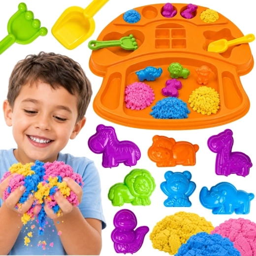 Woopie kinetic sand set with animal molds and tray