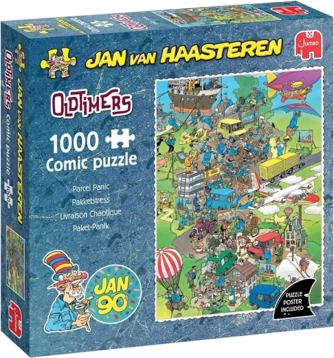 Jumbo пъзел Jan van Haasteren Oldtimers: хаос около пакета – 1000 части