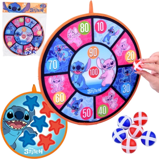 Двустранна мишена с велкро STITCH 36 см + 6 топки 4 см