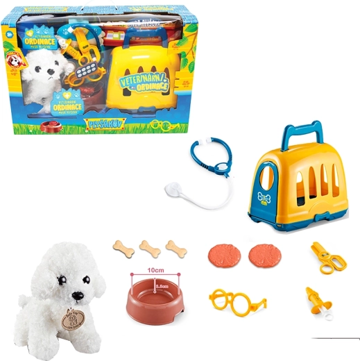 Veterinary Set with Carrier and Bichon