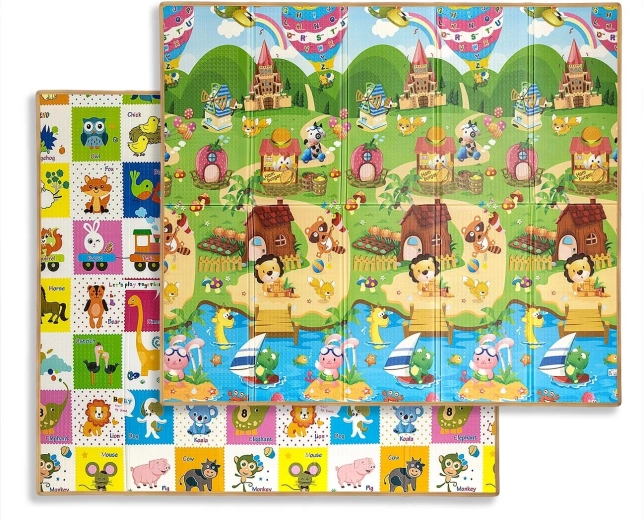 Milly Mally сгъваема дунапренена постелка за игра Play colourful animals t1