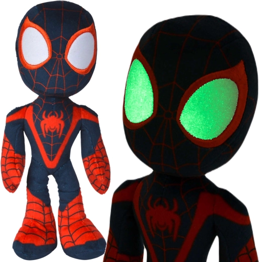Плюшен Spider-Man Miles Morales със светещи в тъмното очи, 25 см