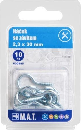 Кука с резба 30 × 2,3 mm, поцинкована (10 бр.)