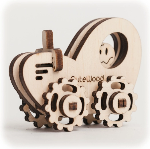 CuteWood дървен 3D пъзел трактор