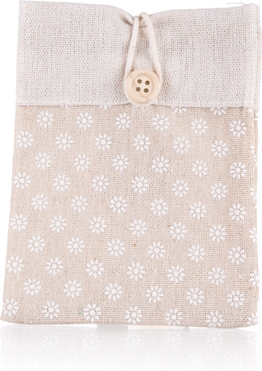 Decorative Cotton Pouch Nature with Floral Motif 10.5 × 14 cm, Light Brown