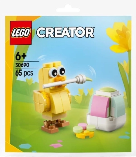 Lego Creator painting Easter eggs with a chick