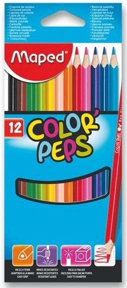 Триъгълни цветни моливи MAPED Color'Peps 12 бр.