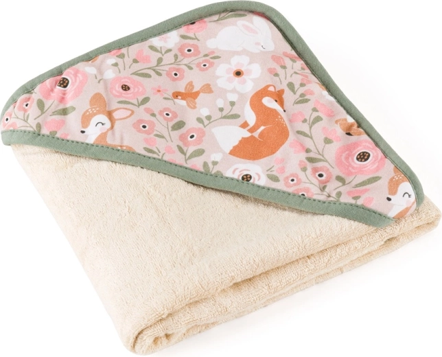Бамбукова хавлия с качулка PETITE&MARS Loulou Rosy Wilderness 100 × 100 см