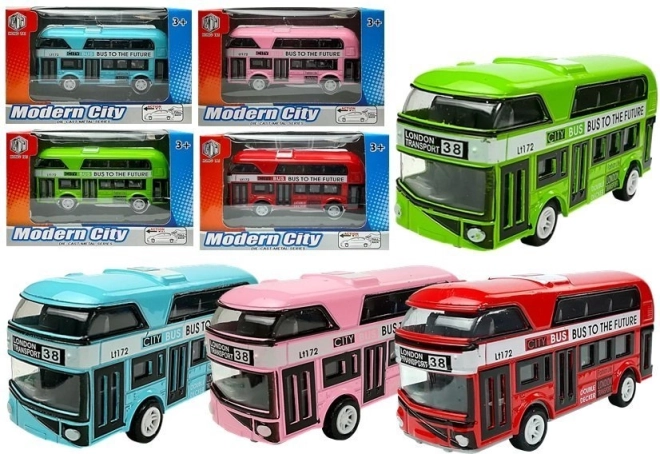 Двуетажен автобус с навиващ механизъм – метален модел в 4 цвята