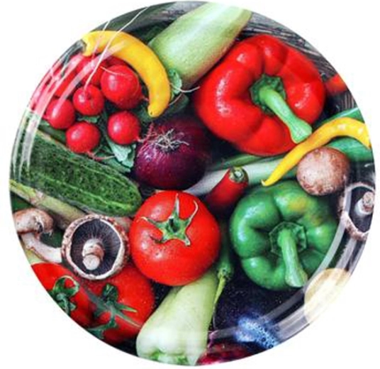 Canning jar lids with vegetable motif 82 mm, 10 pcs