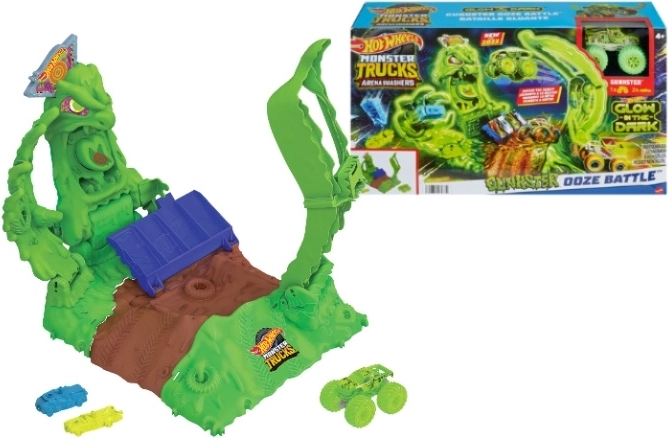 Игрови комплект Hot Wheels Monster Trucks Arena Smasher Ooze Battle