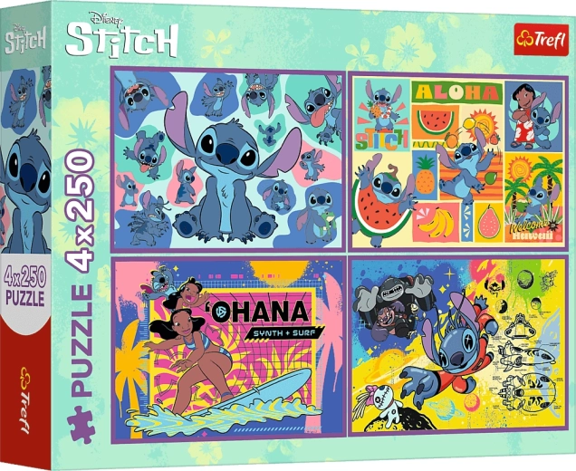 Puzzle 4×250 pieces Lilo & Stitch