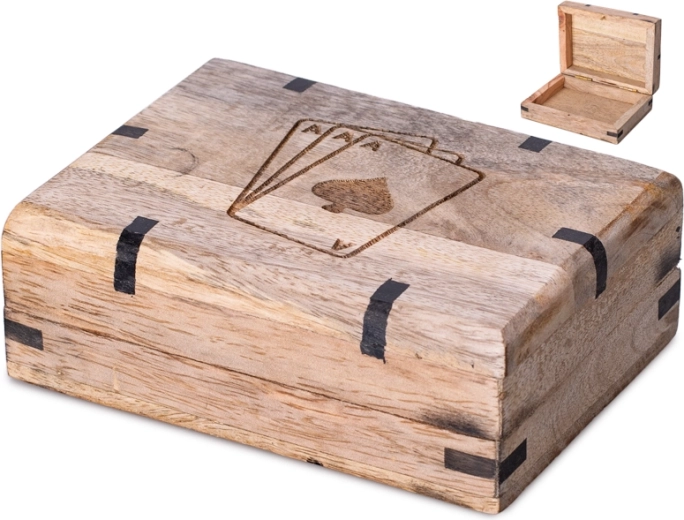 Дървен калъф за карти за игра 12 × 9 см