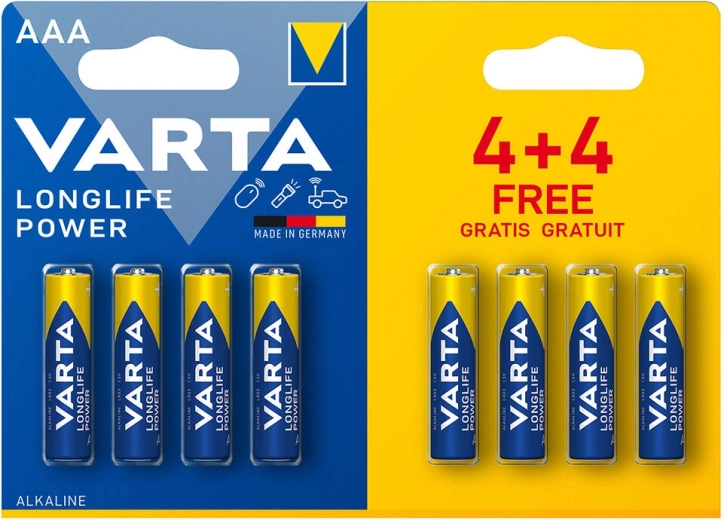 Alkaline batteries AAA LR03 1.5 V Longlife Power VARTA (8 pcs)