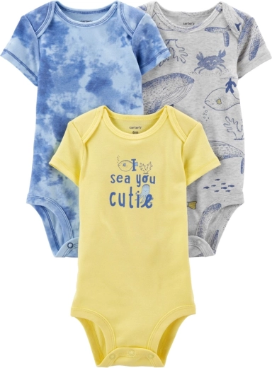Carter's boys' short-sleeve bodysuits Blue Ocean - 3 pcs – 3 m