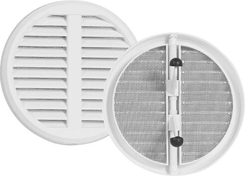 Adjustable ventilation grille with insect screen, white, 75–125 mm