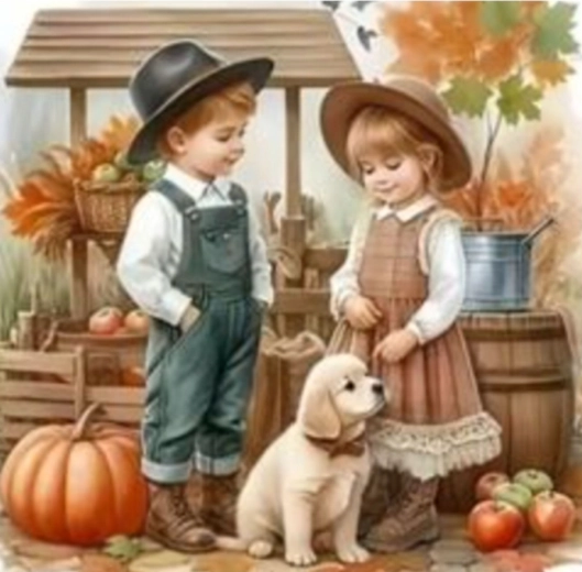Norimpex diamond painting Children at the Autumn Market 30 × 40 cm