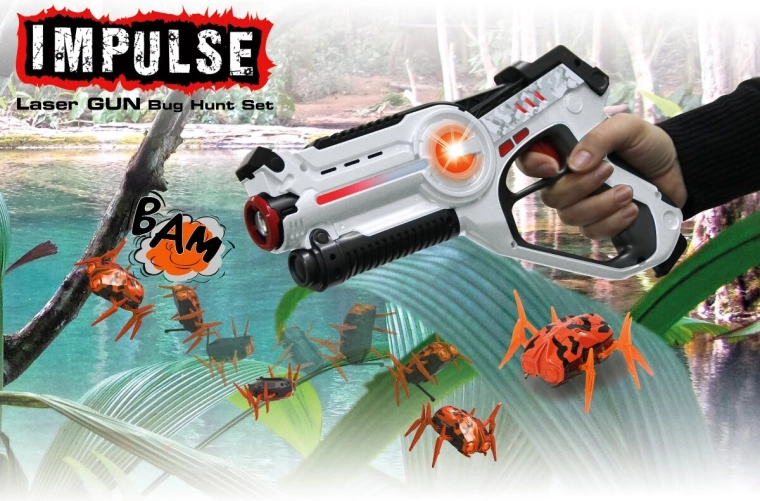 Impulse лазерен пистолет Bug Hunt комплект бял/оранжев