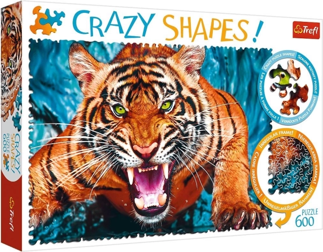 Пъзел Crazy Shapes 600 части Лице в лице с тигър Trefl