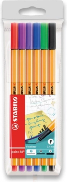 STABILO fineliner set, 6 pcs, 0.4 mm