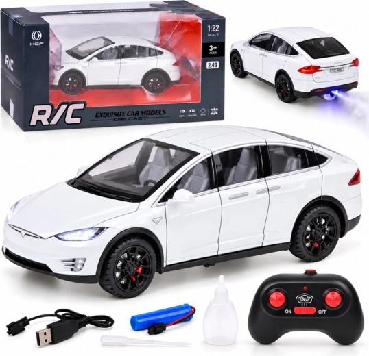 Tesla Model X RC Car with Remote Control 1:22 with LED Lighting and Smoke Effect