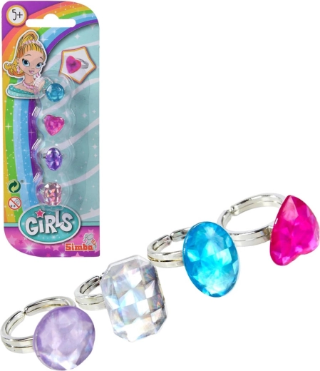 Ring set for girls with diamond effect, 2 variants